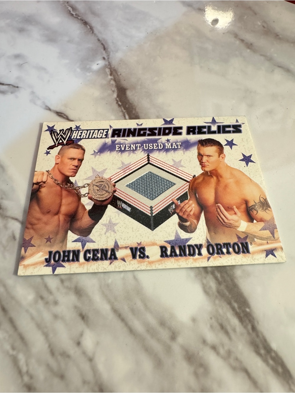 WWE Heritage Ringside Relics Card John Cena Randy Orton